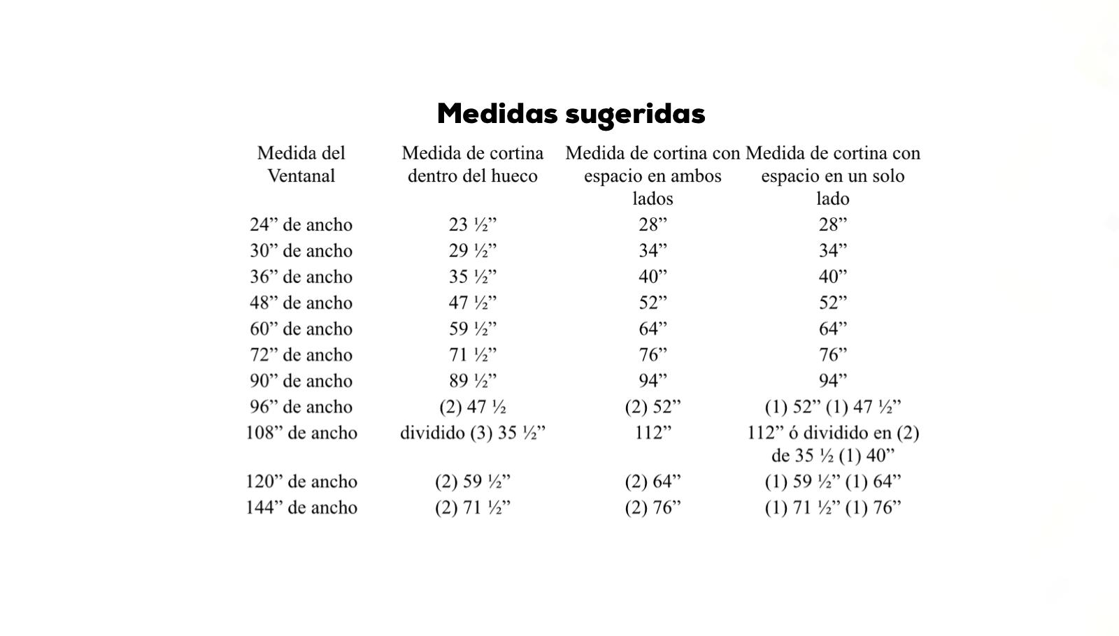 DIORA: Roll-up Decorativo size chart